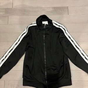 Paris Gaëlle Black Track Jacket with White Shining Stripes